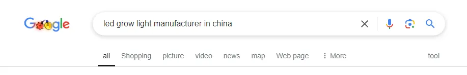 led grow light manufacturer by google