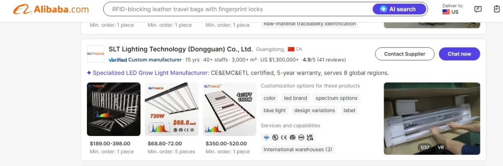 top led grow light manufacturer in Alibaba